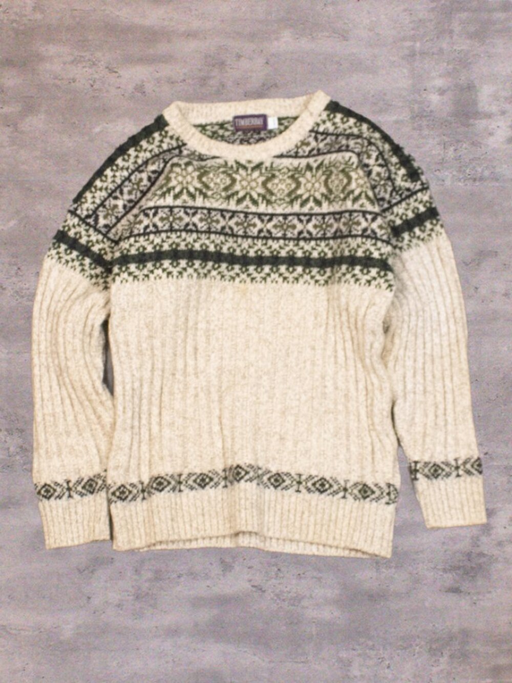80's Timberbay Brown Cottage Core Y2K Knitted  Fair Isle Knit  Crewneck Sweater
